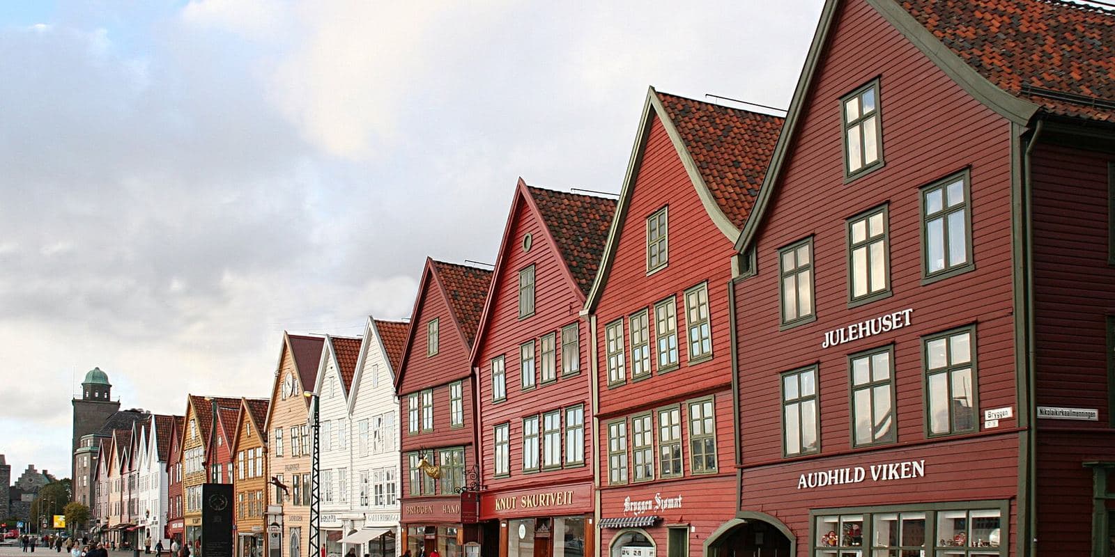 The red and white wooden houses of Bryggen in Bergen